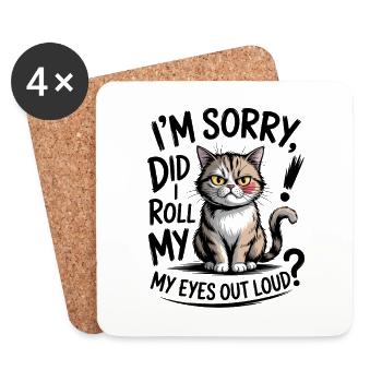 Cat humor I rolled my eyes uu loud - Coasters (set of 4) - white - Front