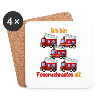 Feuerwehr 5. Geburtstag Jungen Auto - Untersetzer (4er-Set) - Weiß - Vorne