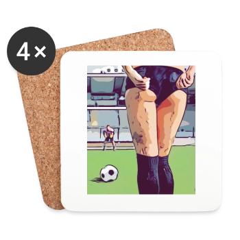 Fussball Frau - Untersetzer (4er-Set) - Weiß - Vorne