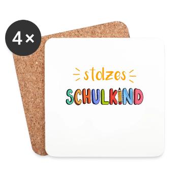 Stolzes Schulkind 2021 Geschenk Einschulung Schule - Untersetzer (4er-Set) - Weiß - Vorne