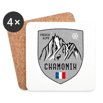 Chamonix Aiguille du Midi France Coat of Arms - Coasters (set of 4) - white - Front
