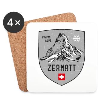 Zermatt Matterhorn Schweiz Wappen - Untersetzer (4er-Set) - Weiß - Vorne