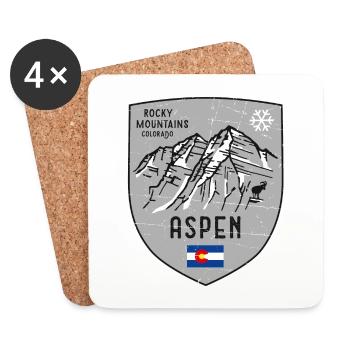 Aspen Maroon Bells USA Coat of Arms - Coasters (set of 4) - white - Front