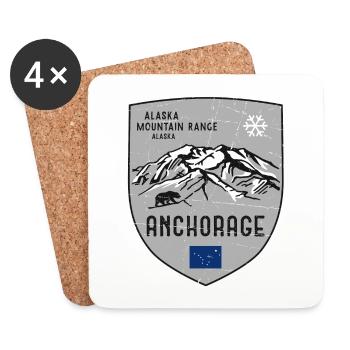 Alaska St. Elias USA Wappen - Untersetzer (4er-Set) - Weiß - Vorne