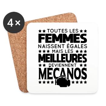 Femmes égales les meilleures deviennent mécanos - Dessous de verre (lot de 4) - blanc - Devant