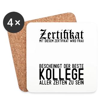 Abschiedsgeschenk Jobwechsel Kollege - Untersetzer (4er-Set) - Weiß - Vorne
