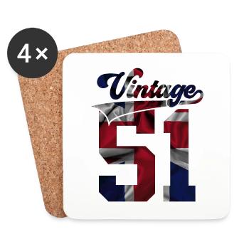 75. GEBURTSTAG UK VINTAGE 1951 - Untersetzer (4er-Set) - Weiß - Vorne