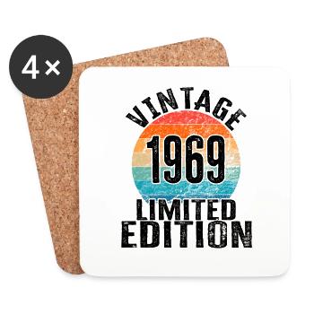 Year of birth 1969 Vintage Limited Edition Retro - Coasters (set of 4) - white - Front