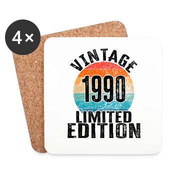 Year of birth 1990 Vintage Limited Edition Retro - Coasters (set of 4) - white - Front