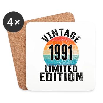 Year of birth 1991 Vintage Limited Edition Retro - Coasters (set of 4) - white - Front