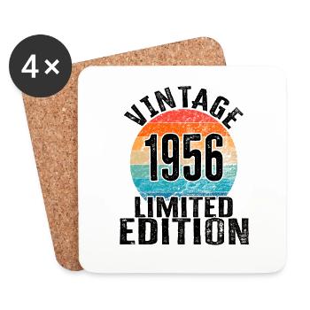 Year of birth 1956 Vintage Limited Edition Retro - Coasters (set of 4) - white - Front