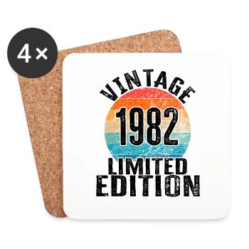 Year of birth 1982 Vintage Limited Edition Retro - Coasters (set of 4) - white - Front