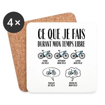 Ce que je fais durant mon temps libre Vélo - Dessous de verre (lot de 4) - blanc - Devant