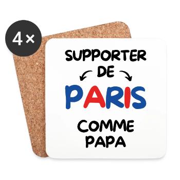 Supporter de Paris comme papa - Dessous de verre (lot de 4) - blanc - Devant