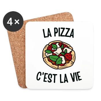 La pizza c'est la vie - Dessous de verre (lot de 4) - blanc - Devant