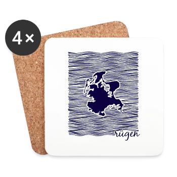 Île de Rügen, Mecklembourg-Poméranie occidentale, mer Baltique - Dessous de verre (lot de 4) - blanc - Devant