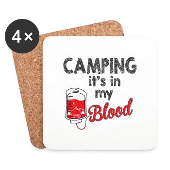 Camping Camper Outdoor Sommer Design - Untersetzer (4er-Set) - Weiß - Vorne