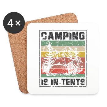 Camping Camper Outdoor Sommer Design - Untersetzer (4er-Set) - Weiß - Vorne
