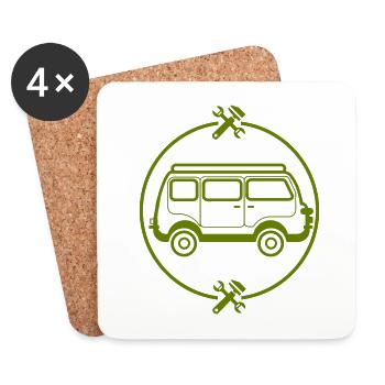 Auto - Bus - Oldtimer - Nostalgisch - Untersetzer (4er-Set) - Weiß - Vorne