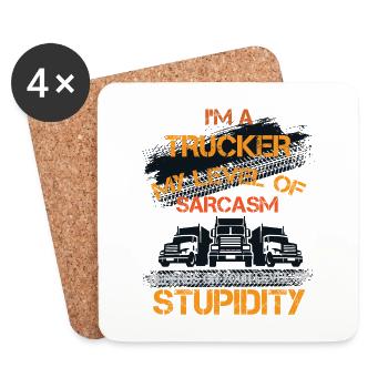 Lastwagenfahrer Spruch & Trucker - Untersetzer (4er-Set) - Weiß - Vorne