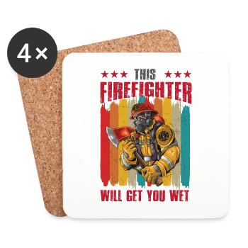 Feuerwehrmann Feuerwehr & Sprüche - Untersetzer (4er-Set) - Weiß - Vorne