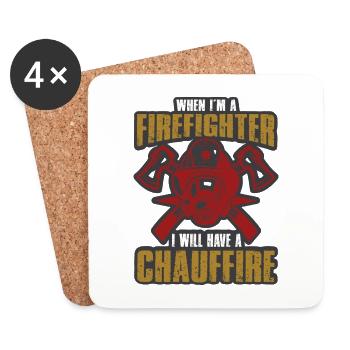 Feuerwehrmann Feuerwehr & Sprüche - Untersetzer (4er-Set) - Weiß - Vorne