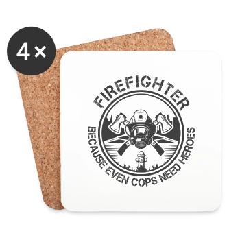 Feuerwehrmann Feuerwehr & Sprüche - Untersetzer (4er-Set) - Weiß - Vorne