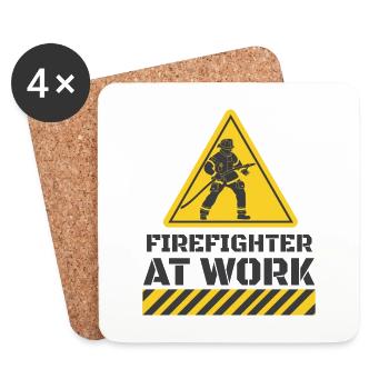 Feuerwehrmann Feuerwehr & Sprüche - Untersetzer (4er-Set) - Weiß - Vorne