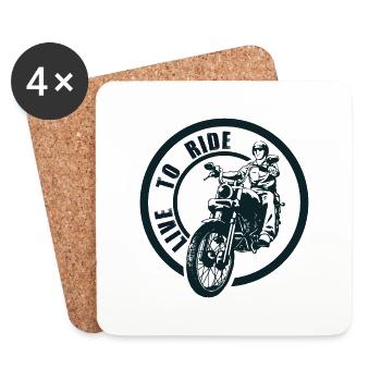 Lustiges Motorrad Geschenk Biker Spruch - Untersetzer (4er-Set) - Weiß - Vorne