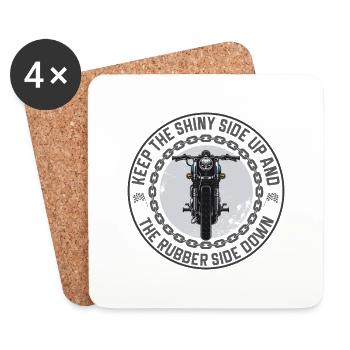 Lustiges Motorrad Geschenk Biker Spruch - Untersetzer (4er-Set) - Weiß - Vorne