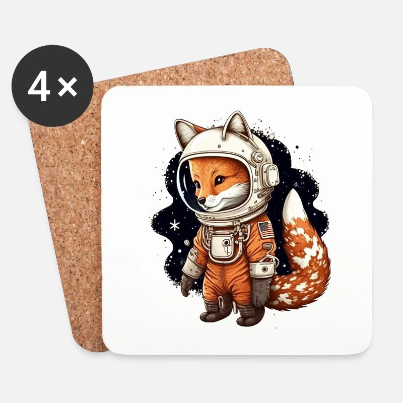 Ein süßer Astronauten Fuchs - Untersetzer (4er-Set) - Weiß