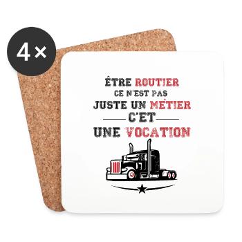 Routier vocation, cadeau chauffeur routier - Dessous de verre (lot de 4) - blanc - Devant
