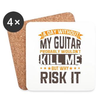 Gitarre Musik Gitarisst Gitarren Spruch - Untersetzer (4er-Set) - Weiß - Vorne