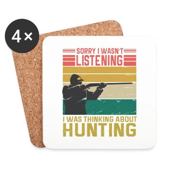 Jagen Jagdspruch & Jäger Geschenkidee - Untersetzer (4er-Set) - Weiß - Vorne