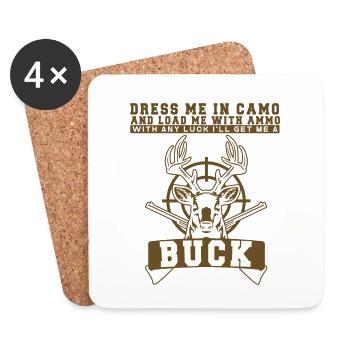 Jagen Jagdspruch & Jäger Geschenkidee - Untersetzer (4er-Set) - Weiß - Vorne