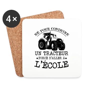 Né Pour Conduire Un Tracteur Cadeau Agriculteur - Dessous de verre (lot de 4) - blanc - Devant