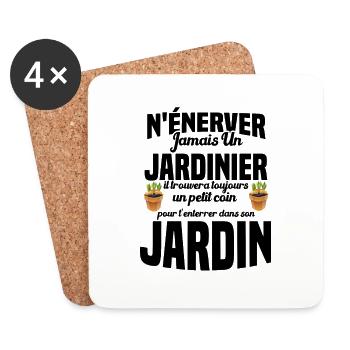 N'énerver Jamais Un Jardinier Cadeau Jardin Drôle - Dessous de verre (lot de 4) - blanc - Devant