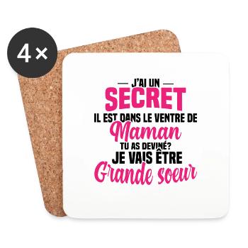 Tu as deviné je vais être grande soeur Humour - Dessous de verre (lot de 4) - blanc - Devant