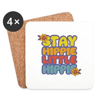 Hippie Karneval Kostüm Geschenk Peace - Untersetzer (4er-Set) - Weiß - Vorne