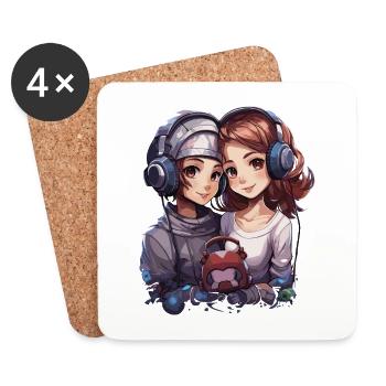 Friends Design in Anime Style - Coasters (set of 4) - white - Front
