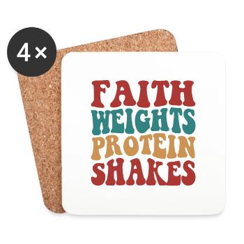 Faith Weights Protein Shakes - Untersetzer (4er-Set) - Weiß - Vorne