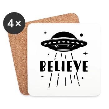 Glaube UFO - Untersetzer (4er-Set) - Weiß - Vorne