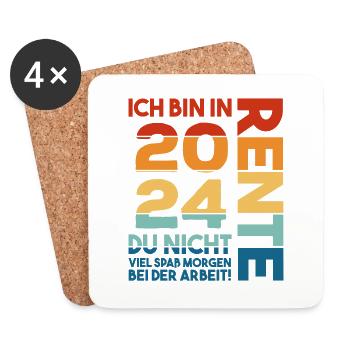 Rente 2024 Rentner Ruhestand Lustige Sprüche Retro - Untersetzer (4er-Set) - Weiß - Vorne