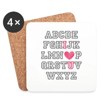 ABC... I Love U - Untersetzer (4er-Set) - Weiß - Vorne