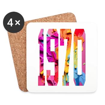 BUNT 56. GEBURTSTAG 1970 - Untersetzer (4er-Set) - Weiß - Vorne