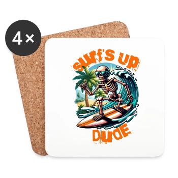 SURF´S UP DUDE Surfer surfing Paradies - Untersetzer (4er-Set) - Weiß - Vorne