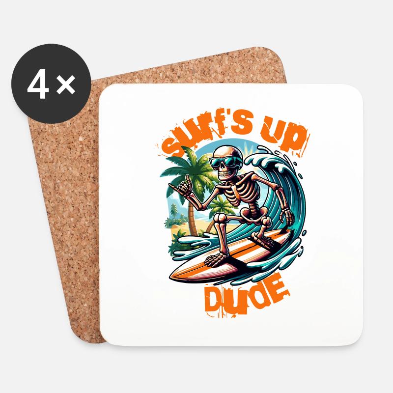 SURF´S UP DUDE Surfer surfing Paradies - Untersetzer (4er-Set) - Weiß