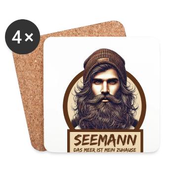 Seemann Retro - Das Meer ist mein Zuhause - Untersetzer (4er-Set) - Weiß - Vorne