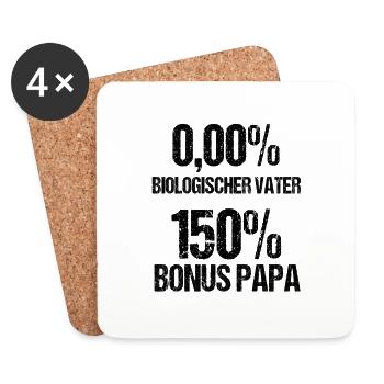 Bonus Papa Vater Papi Stiefvater Vatertag Geschenk - Untersetzer (4er-Set) - Weiß - Vorne