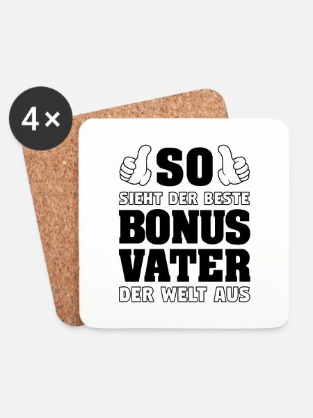Bonus Vater Vatertag Stiefvater Stiefpapa Geschenk - Untersetzer (4er-Set) - Weiß